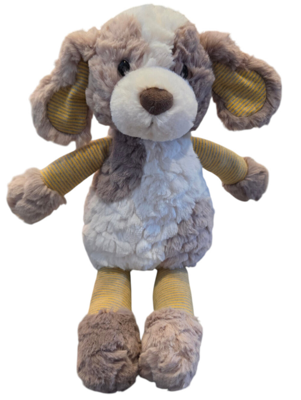 Mary Meyer Putty Pinstripe Puppy Dog Plush Stuffed animal Lovey Gray 14"